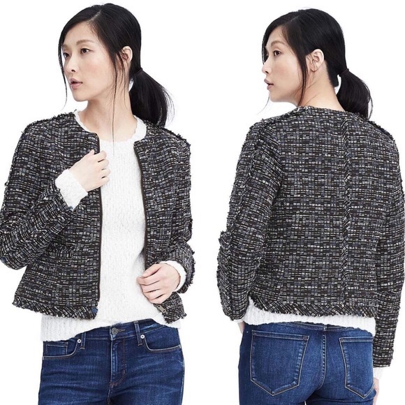 Textured Tweed Boucle Blue Jacket 